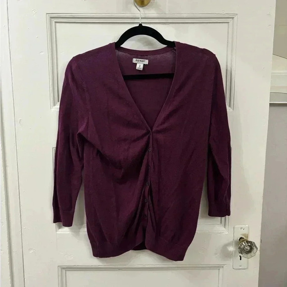 Old Navy Button Down Burgundy / Purple Cardigan Sweater Sz XS - Picture 6 of 12